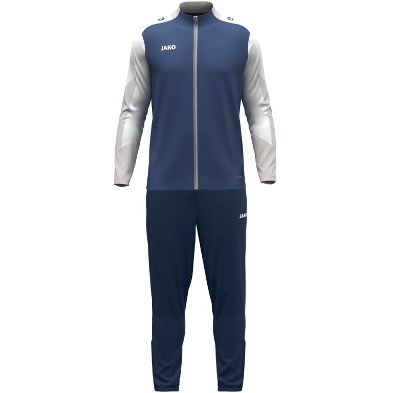 JAKO Polyester Dynamic Tracksuit (Jacket and Trousers, sporty cut) midnight blue/white/light grey Children