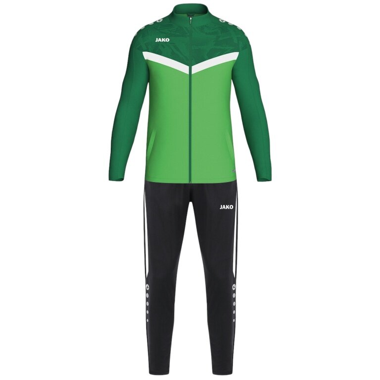 JAKO Polyester Training Suit Iconic (Jacket and Trousers, sporty cut) green/dark green men's