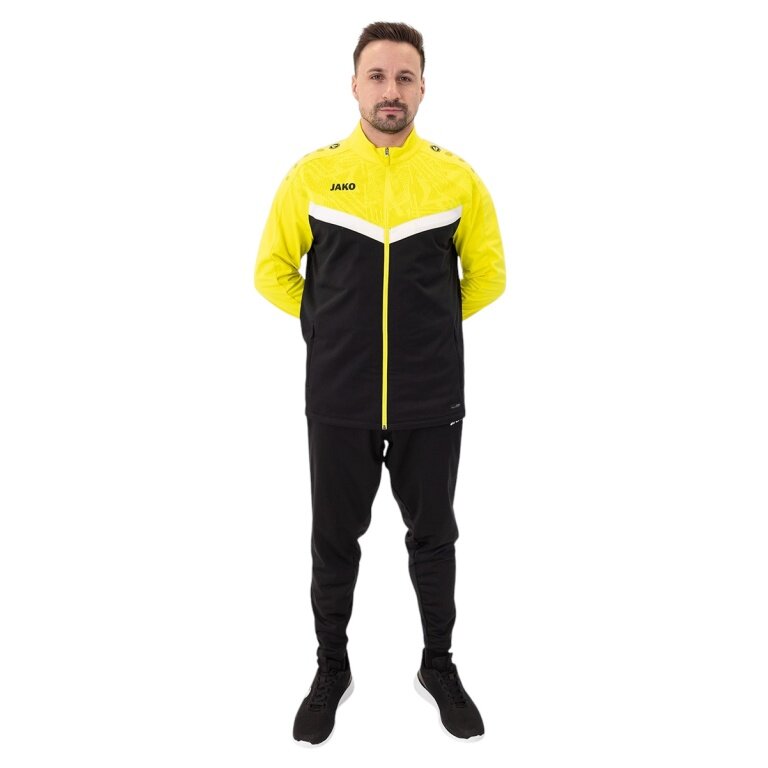 JAKO Polyester Training Suit Iconic (Jacket and Trousers, sporty cut) black/yellow Men's