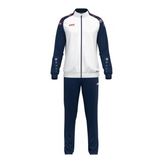 JAKO Tracksuit (Polyester Suit) Sonic - 100% recycled Polyester - white/navy blue/red Men's