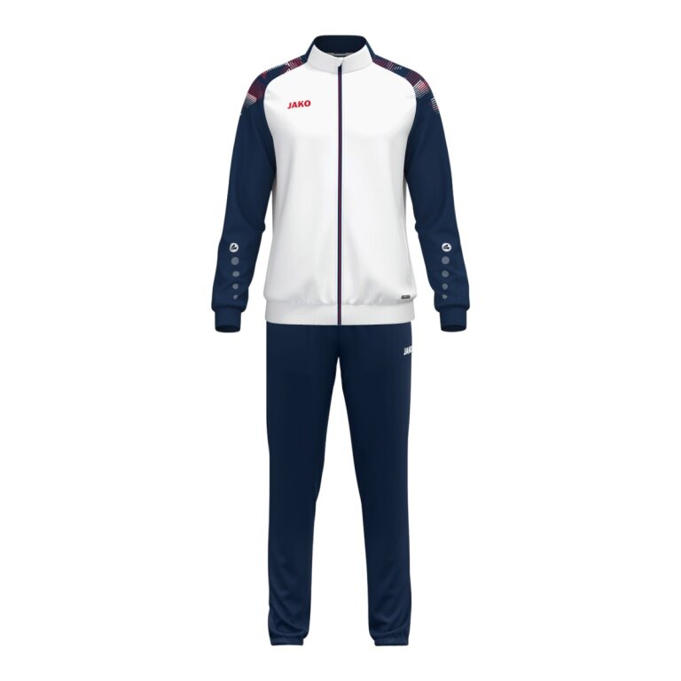 JAKO Tracksuit (Polyester Suit) Sonic - 100% recycled Polyester - white/navy blue/red Boys