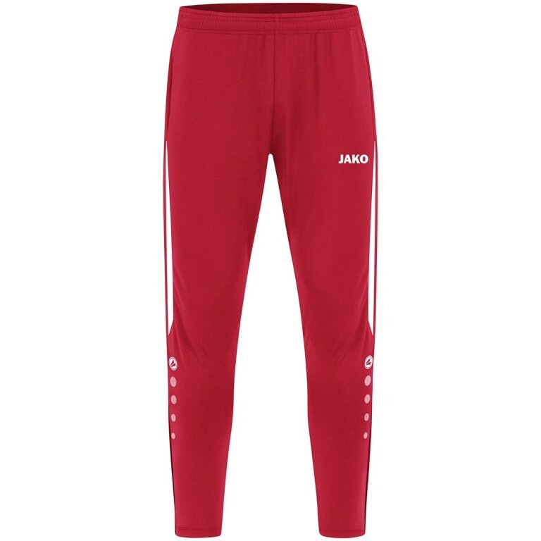 JAKO Training Pants Power (Stretch-Knit-Polyester, Side Pockets with Zip) long red/white Men
