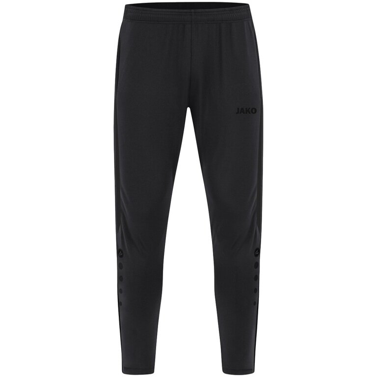 JAKO Training Pants Power (Stretch-Knit-Polyester, Side Pockets with Zip) long black Men