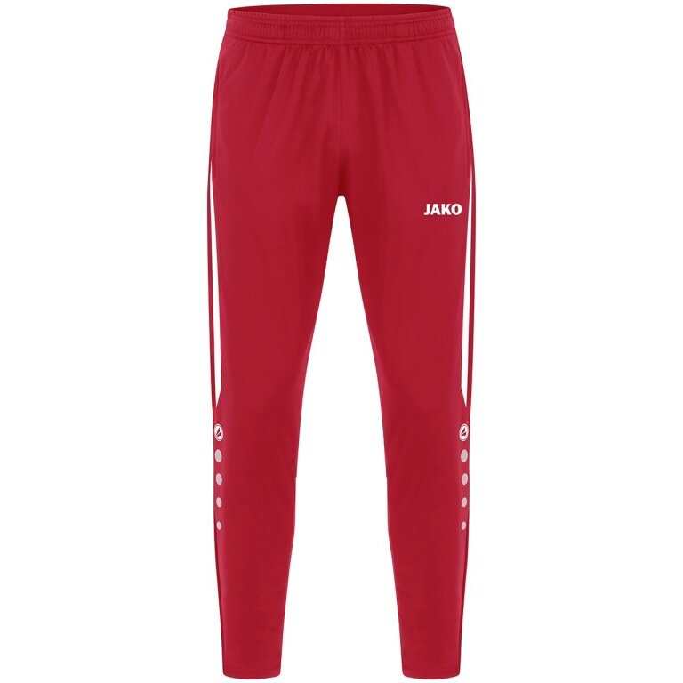 JAKO Training Pants (Polyester Pants) Power (elastic, side pockets with zipper) long red/white Children