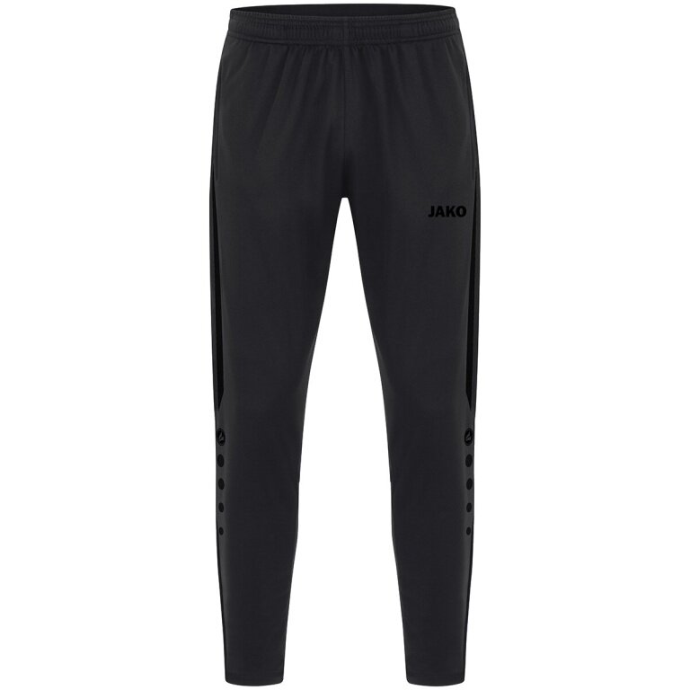 JAKO Training Pants (Polyester Pants) Power (elastic, side pockets with zipper) long black Men