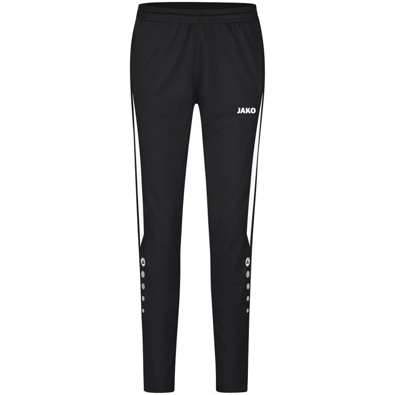 JAKO Training Pants (Polyester Pants) Power (elastic, side pockets with zipper) long black/white Women
