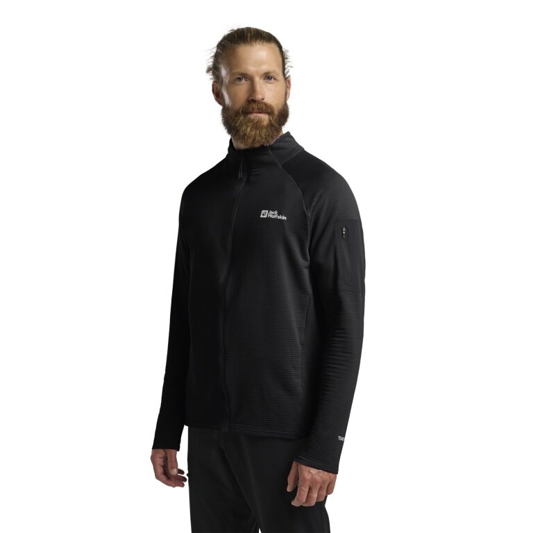 Jack Wolfskin Prelight Full Zip Fleece Jacket (quick-drying, breathable) black men's