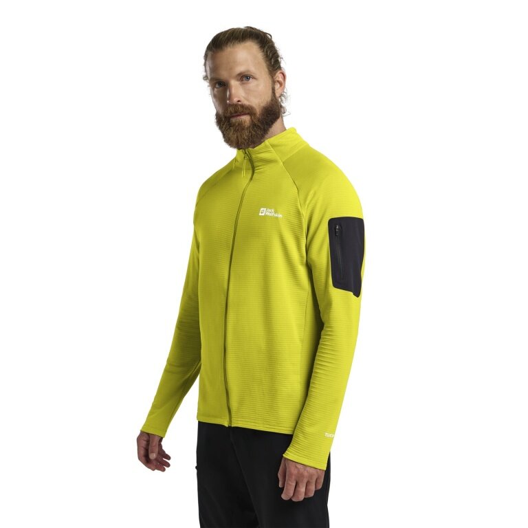 Jack Wolfskin Prelight Full Zip Fleece Jacket (quick-drying, breathable) yellow men's