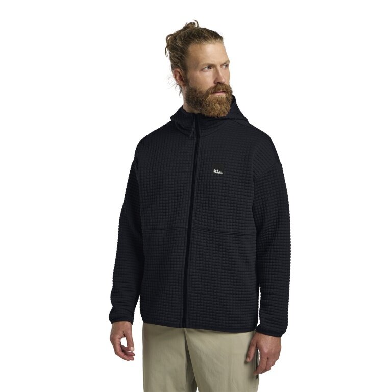 Jack Wolfskin Mogari Hooded Full Zip Fleece Jacket (breathable, recycled polyester) navy blue men's