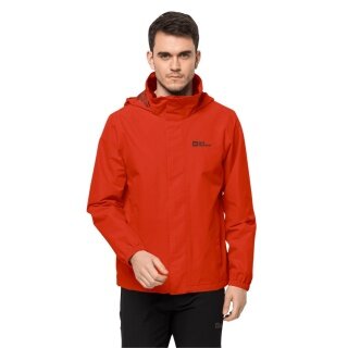 Jack Wolfskin Stormy Point 2-Layer Rain Jacket (Weatherproof Jacket, Waterproof/Windproof, Breathable) Orange/Red Men