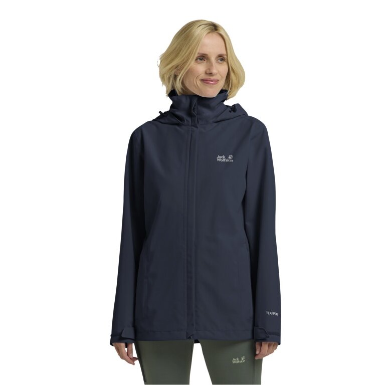 Jack Wolfskin Trailtime Rain Jacket 2-Layer (waterproof, breathable) navy blue ladies