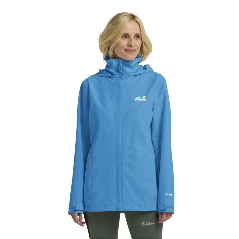 Jack Wolfskin Trailtime Rain Jacket 2-Layer (waterproof, breathable) blue ladies