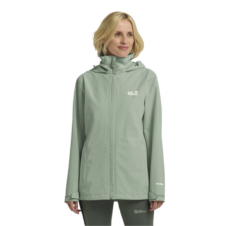 Jack Wolfskin Trailtime Rain Jacket 2-Layer (waterproof, breathable) sage green ladies