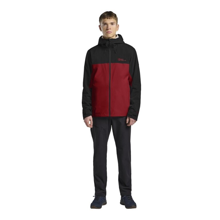 Jack Wolfskin Weiltal Rain Jacket 2-Layer (lightweight, waterproof, breathable) 2025 red/black men's