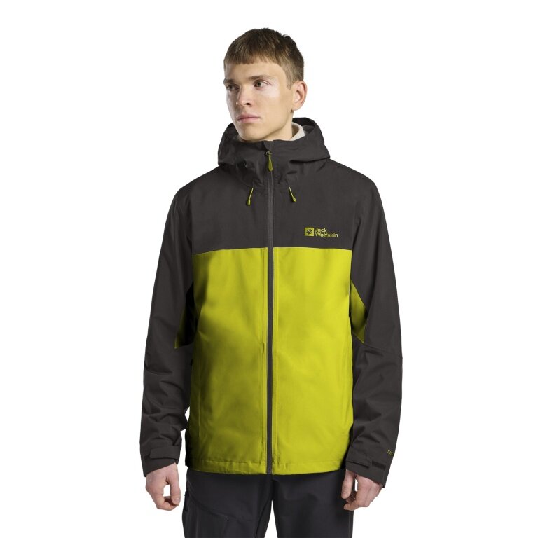 Jack Wolfskin Weiltal Rain Jacket 2-Layer (lightweight, waterproof, breathable) 2025 yellow/dark grey men's