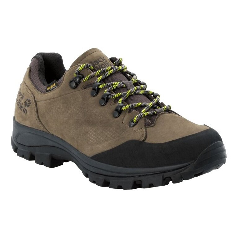 Jack Wolfskin Hiking Shoes Rebellion Texapore Low (Trekking, Nubuck leather, waterproof) khaki brown/phantom Men