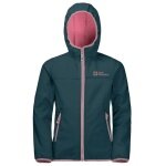Jack Wolfskin Softshell Jacket Fourwinds (wind & water-repellent) dark blue/pink Children/Youth