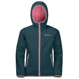 Jack Wolfskin Softshell Jacket Fourwinds (wind & water-repellent) dark blue/pink Children/Youth