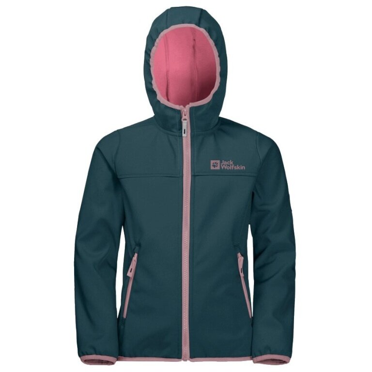 Jack Wolfskin Softshell Jacket Fourwinds (wind & water-repellent) dark blue/pink Children/Youth