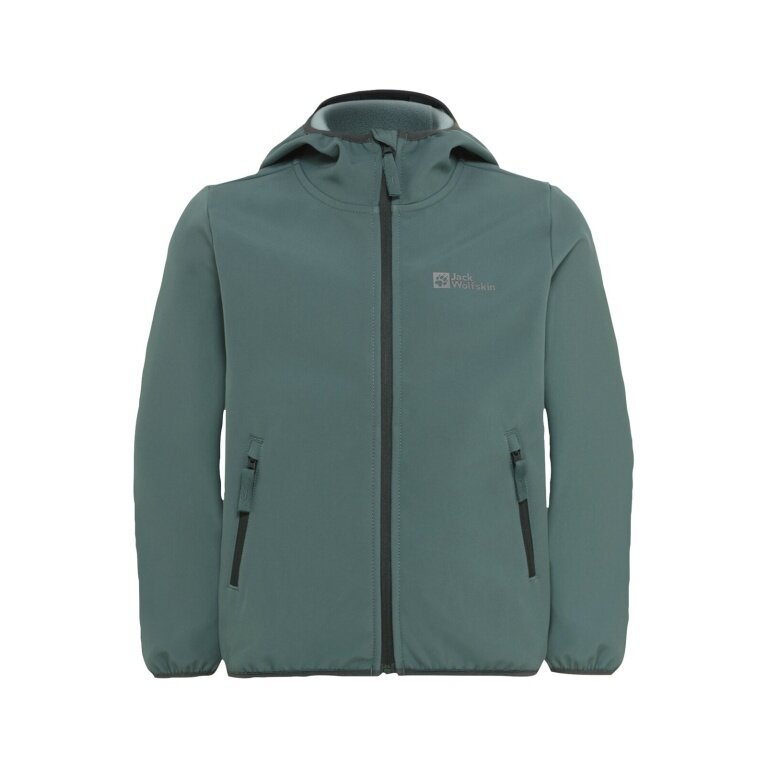 Jack Wolfskin Softshell Jacket Fourwinds (windproof, lined) 2025 jade green children/teenagers (164-176)