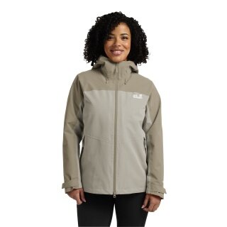 Jack Wolfskin Transition Hiking Jacket Wild Places 3in1 (waterproof, windproof) beige/grey ladies