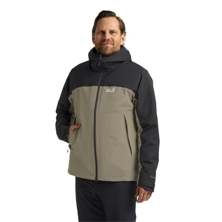 Jack Wolfskin Transition Hiking Jacket Wild Places 3in1 (waterproof, windproof) grey/light brown men's