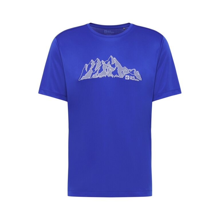 Jack Wolfskin Hiking T-Shirt Peak Graphic T (breathable, quick-drying) blue men's
