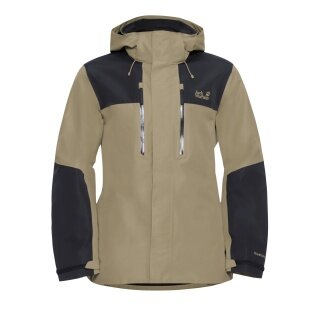 Jack Wolfskin Hiking Jacket/Rain Jacket Jasper 2-Layer (Weather Protection Jacket, Waterproof, Windproof) Beige/Black Men's