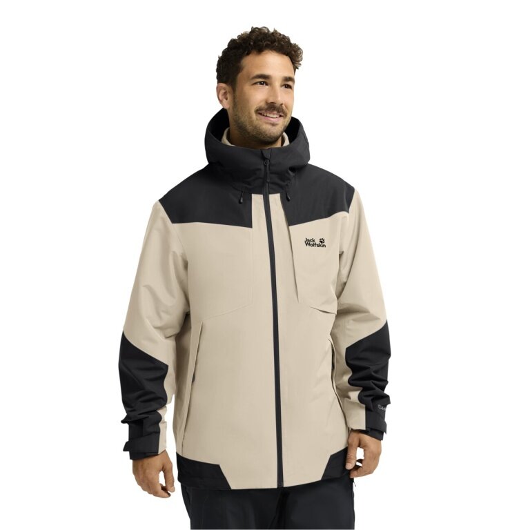 Jack Wolfskin Hiking Jacket/Rain Jacket Flextrail 2-Layer (waterproof, windproof) beige/black Men's