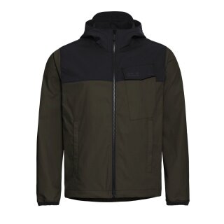 Jack Wolfskin Hiking Jacket Mahani (UV Protection, Lightweight, Breathable) Khaki Green/Black Men's