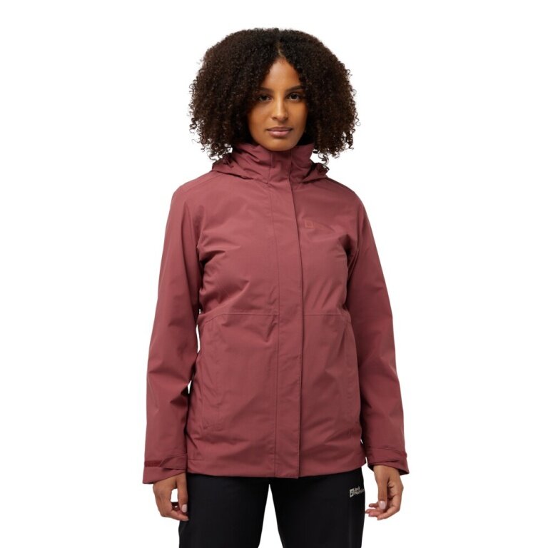 Jack Wolfskin Redwand 3-in-1 Winter Jacket (Fleece Lining, Waterproof) Red Ladies