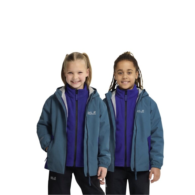 Jack Wolfskin Winter Jacket Iceland 3in1 (waterproof, windproof, with fleece inner jacket) 2026 blue children (104-152)