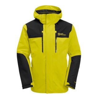 Jack Wolfskin Hiking Jacket/Rain Jacket Jasper 2-Layer (Weather Protection Jacket, Waterproof, Windproof) Yellow/Black Men's
