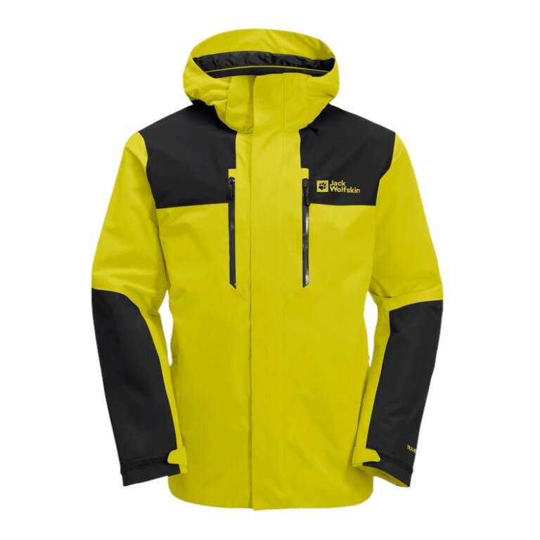Jack Wolfskin Hiking Jacket/Rain Jacket Jasper 2-Layer (Weather Protection Jacket, Waterproof, Windproof) Yellow/Black Men's