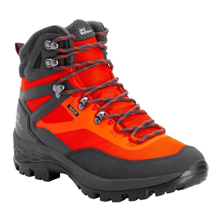 Jack Wolfskin Hiking Shoes Rebellion Guide Texapore Mid (Trekking, waterproof, 100% PFC-free) orange/grey Men
