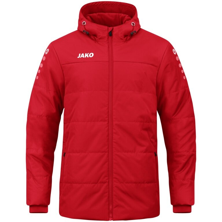 JAKO Coach Jacket Team with Hood (100% Polyester, water-repellent outer material) red Men