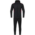 JAKO Leisure Suit Challenge with Hood (Jacket and Trousers, sporty cut) black/red Boys