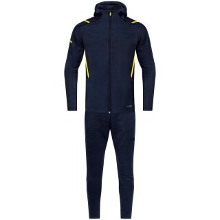 JAKO leisure suit Challenge with hood (jacket and trousers, sporty cut) dark blue/yellow boys