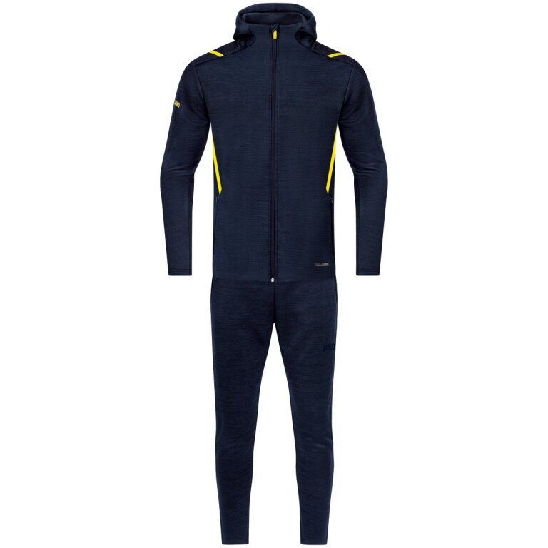 JAKO leisure suit Challenge with hood (jacket and trousers, sporty cut) dark blue/yellow boys