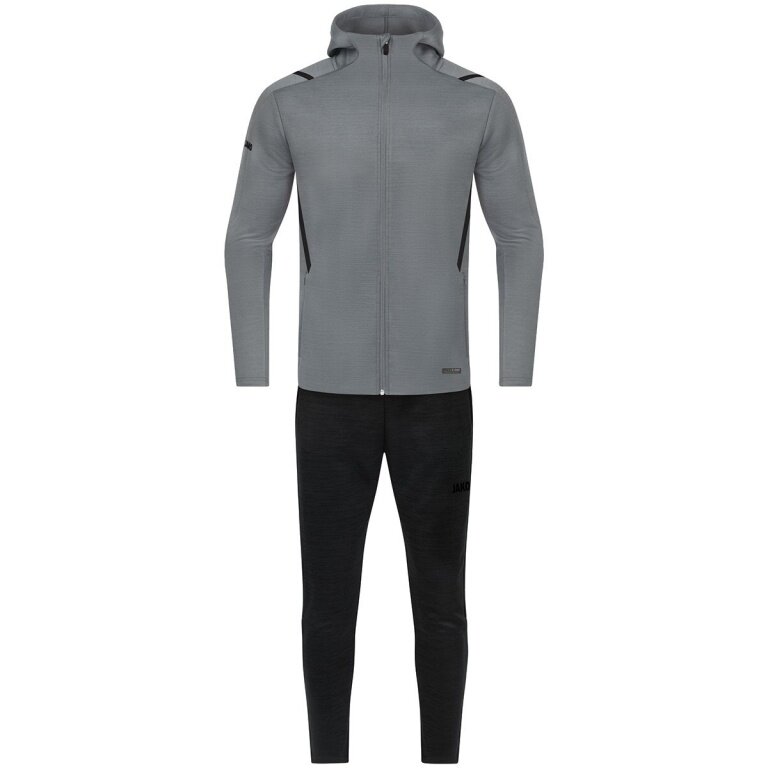 JAKO Leisure Suit Challenge with Hood (Jacket and Trousers, sporty cut) grey/black Boys