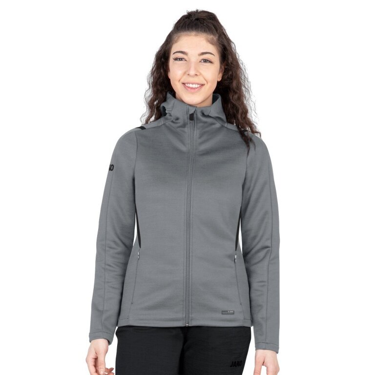 JAKO Leisure Jacket Challenge with Hood (100% Polyester) Dark Grey Women