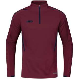 JAKO Long Sleeve Zip Top Challenge - Fleece Lining, Zip Fastening - Burgundy Boys