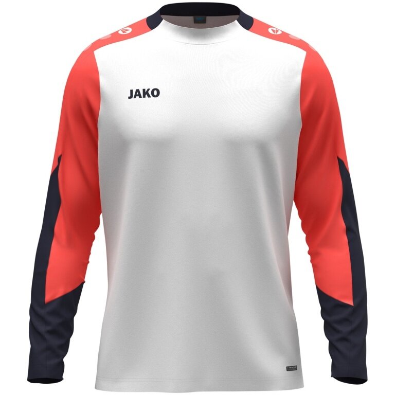 JAKO Sport Long Sleeve Shirt Dynamic (Polyester Eyelet) white/coral red/navy blue men's