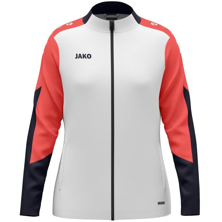JAKO Polyester Jacket Dynamic (100% recycled Polyester) white/coral red/navy blue Ladies