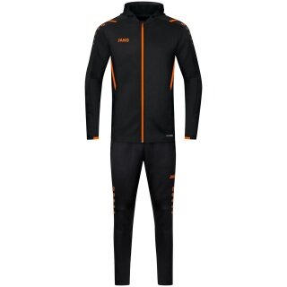 JAKO Tracksuit Challenge with Hood (Jacket and Trousers) black/orange Boys