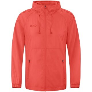 JAKO Lightweight Flow Functional Jacket with Hood (wind and water-repellent) coral red Men's