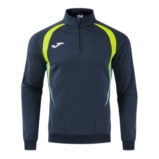 Joma Long Sleeve Championship 20 Sweatshirt (1/4 Zip, comfortable, recycled Polyester) navy blue/neon yellow Men's