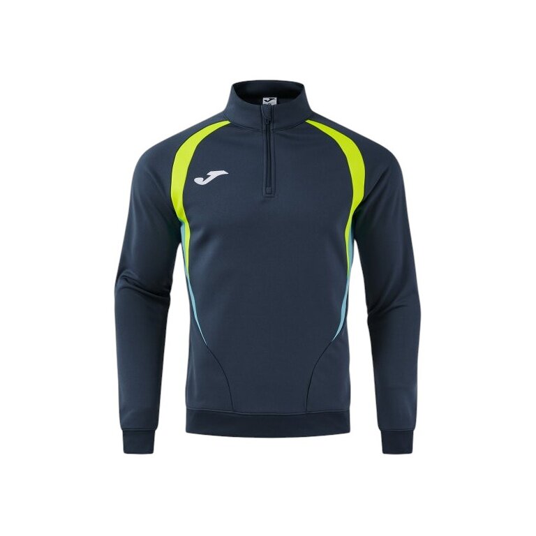 Joma Long Sleeve Championship 20 Sweatshirt (1/4 Zip, comfortable, recycled Polyester) navy blue/neon yellow Men's