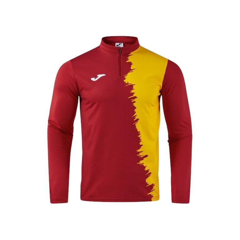 Joma Long Sleeve Shirt Picacho City Sweatshirt (1/4 Zip, durable, comfortable fit) red/yellow men's