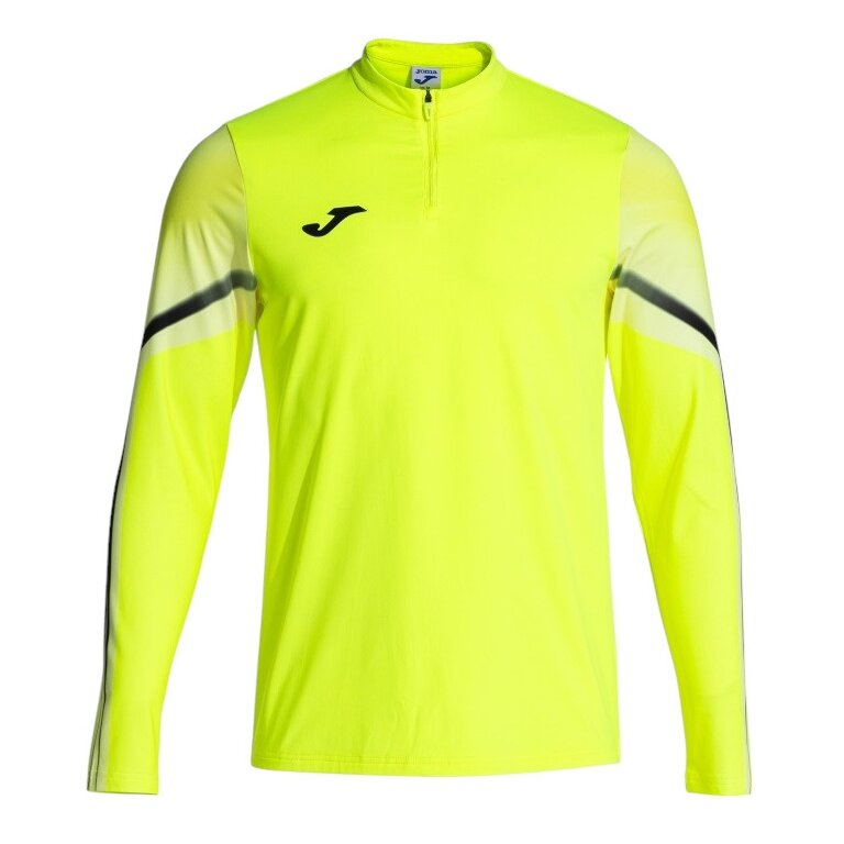 Joma Elite XI Long Sleeve Running Shirt (Sweatshirt, Half-Zip) Fluorescent Yellow/Black Men's